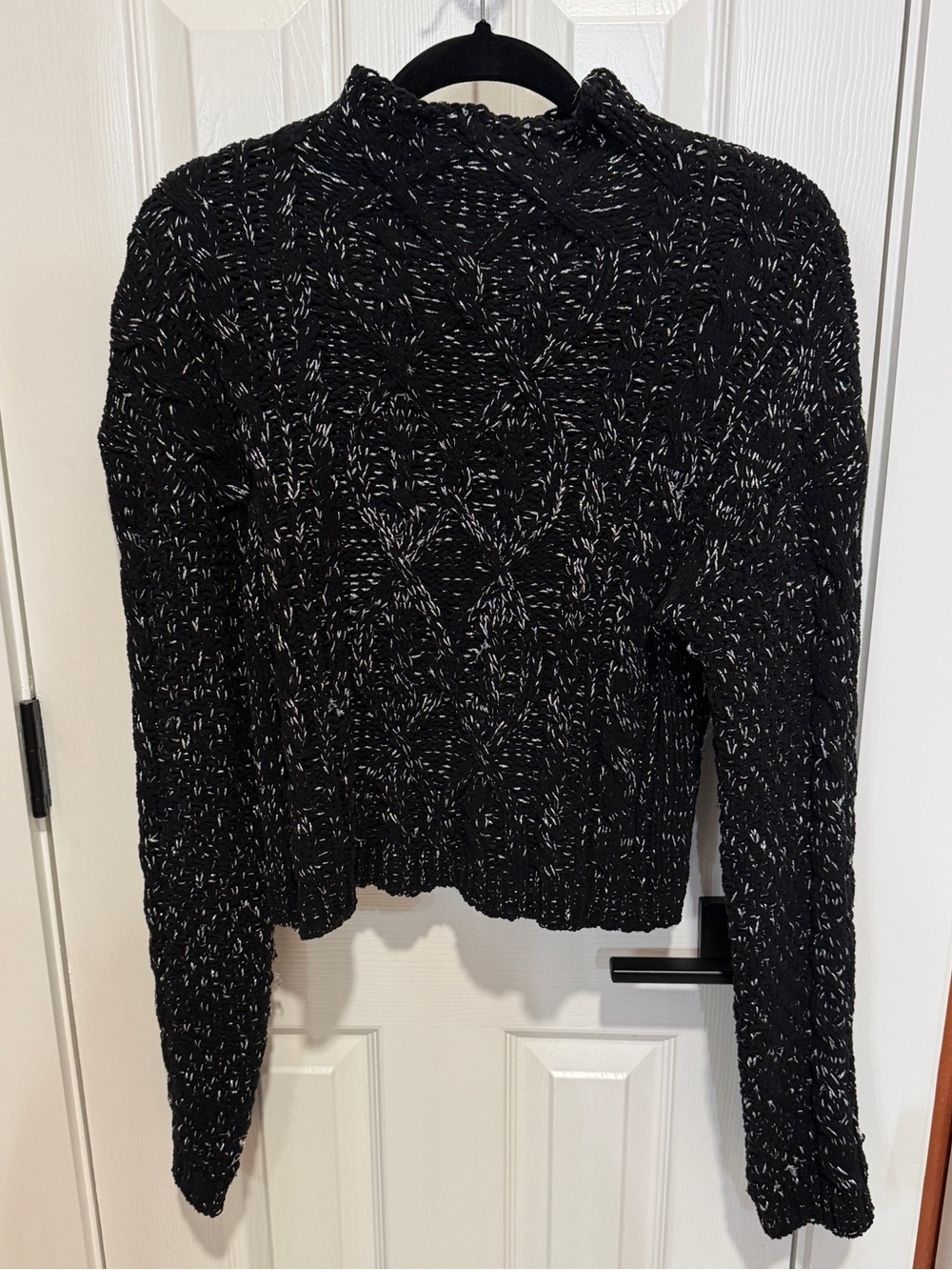 bebe Black Marled Cable Turtleneck Sweater